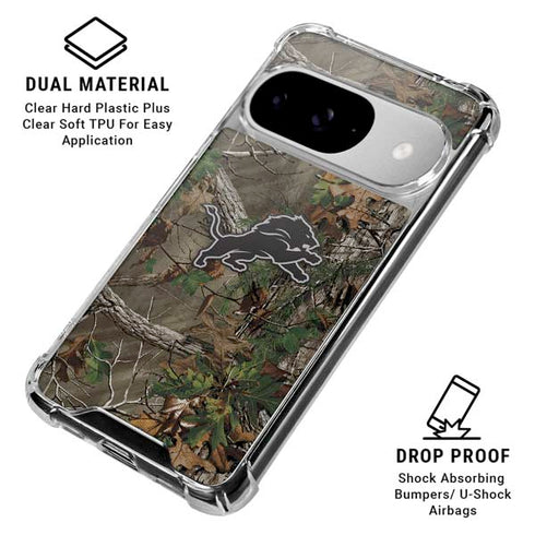 NFL Detroit Lions Realtree Xtra Green Camo Google Pixel 10 Clear Case